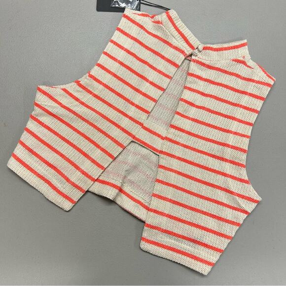 J.O.A. Knit 2 Piece Crop Top & Skirt Set Cream Orange Strip Size Large NWT - Picture 4 of 13